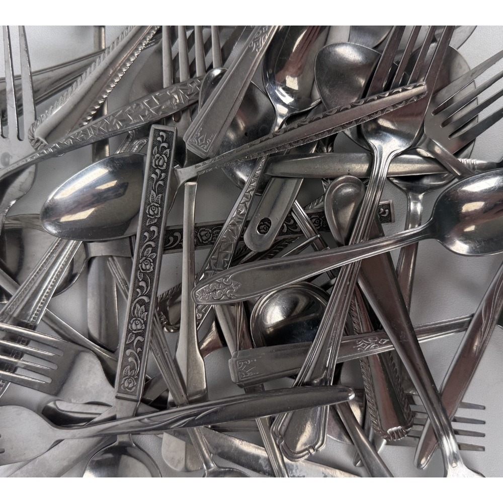 Lot‎ Of 10 pc Mismatched Stainless Forks, Spoons, Knives For Crafts Silverware